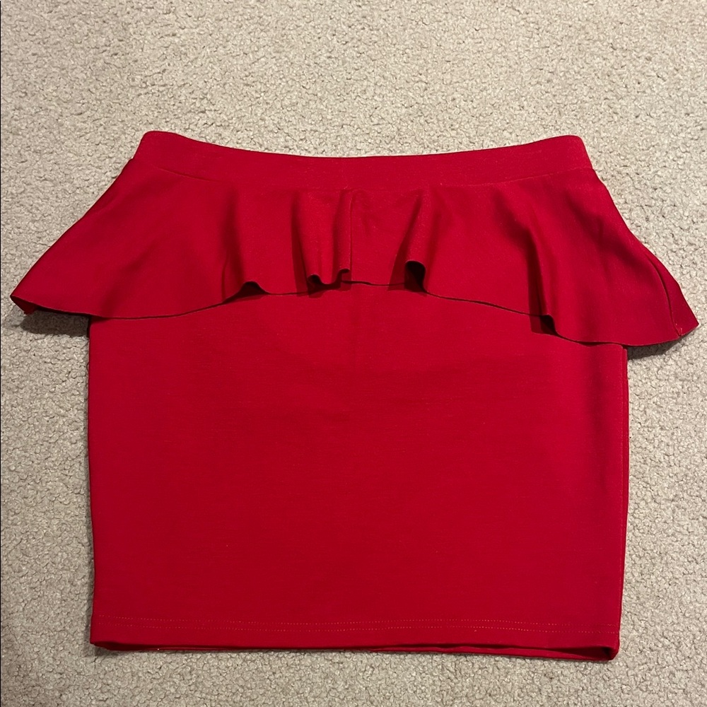Elegant Red Ruffle Skirt